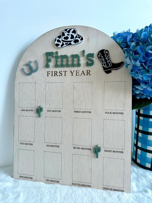 12 month photo board - Cowboy