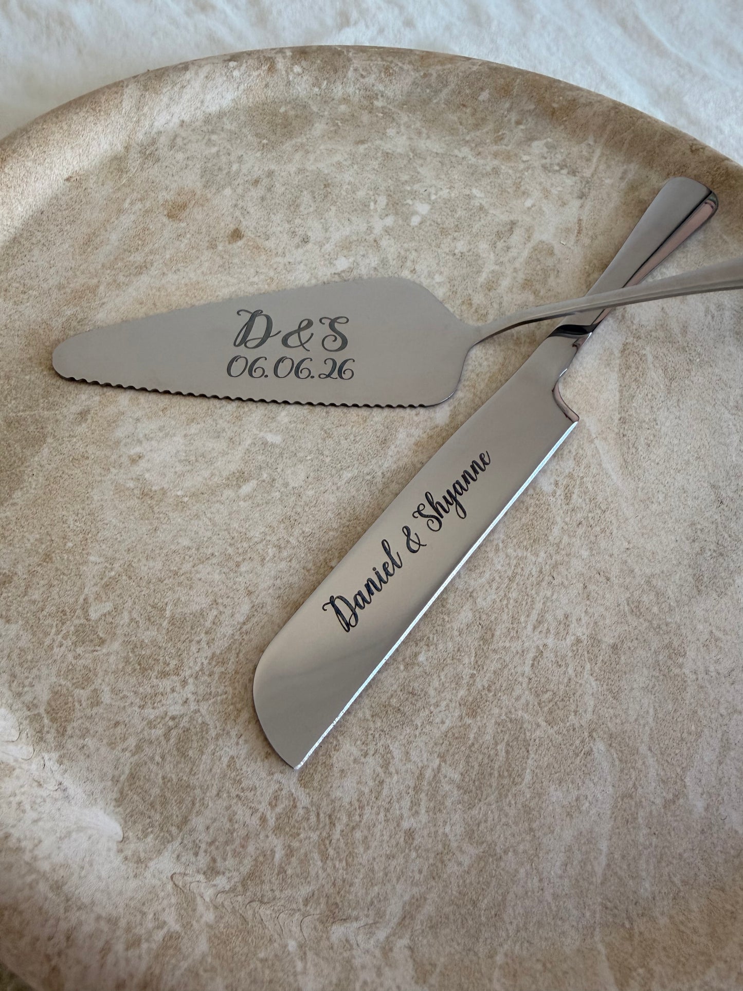 Personalised Engraved Cake Knife Set