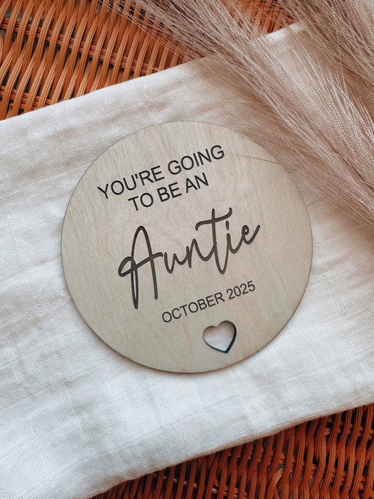 You're going to be an Auntie, pregnancy reveal plaque